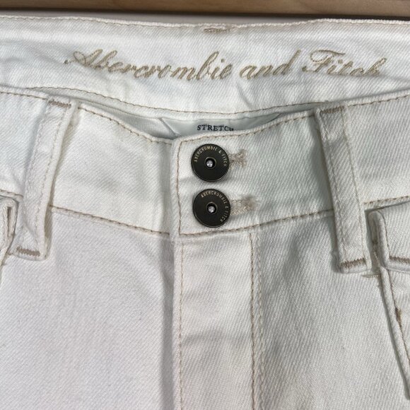 Abercrombie‎ Fitch Patch Pocket White Flare Jeans Women’s 8 Stretch Y2K Low Rise - Picture 4 of 13